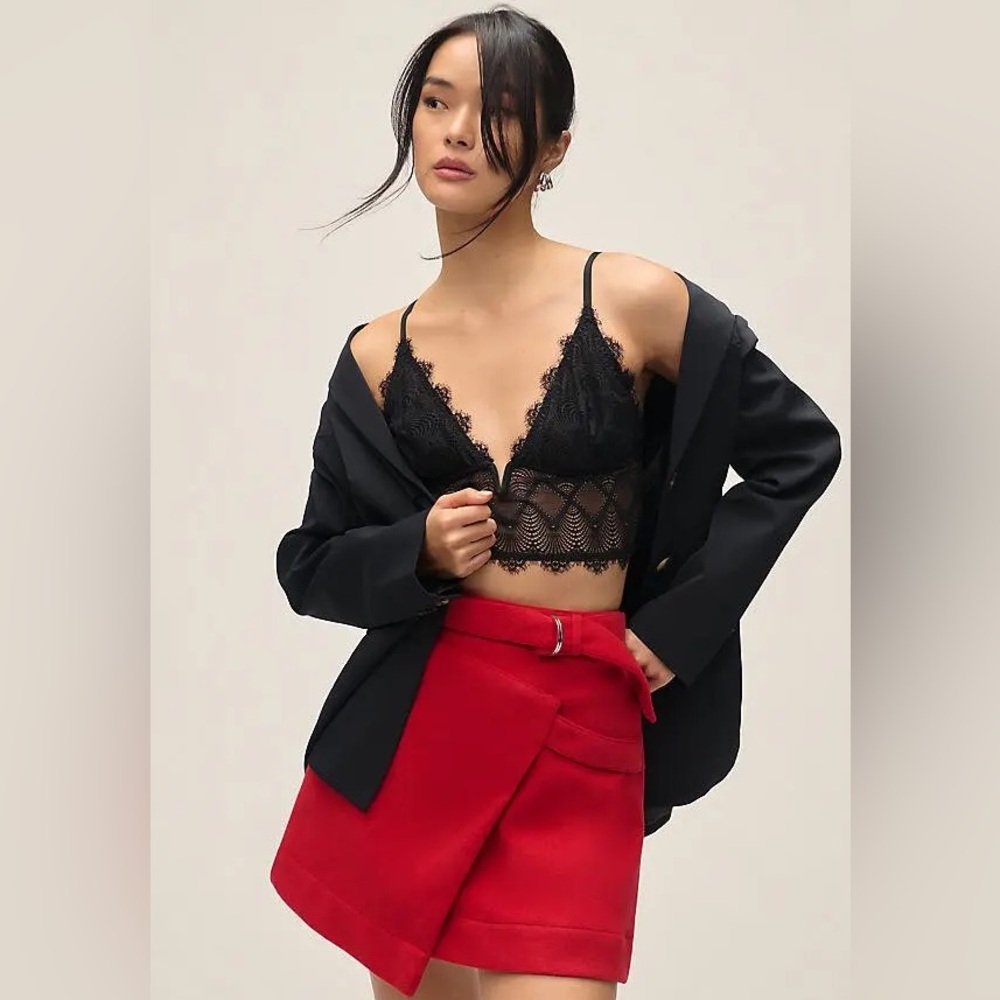 NWT ~ Maeve Red Belted Wrap Mini Skirt